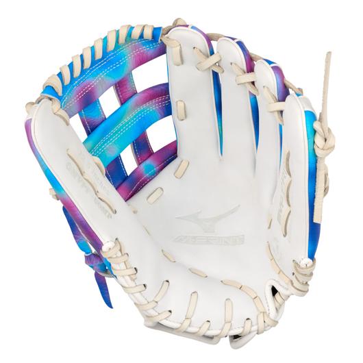 GMVPF-60MP MVP Prime M-Print, Utility Softball Glove, 12.5", H Web, Psychedelic Pattern, BioSoft Leather, Center Pocket Design, Print on Full grain leather, QuickTab Adjust back of wrist