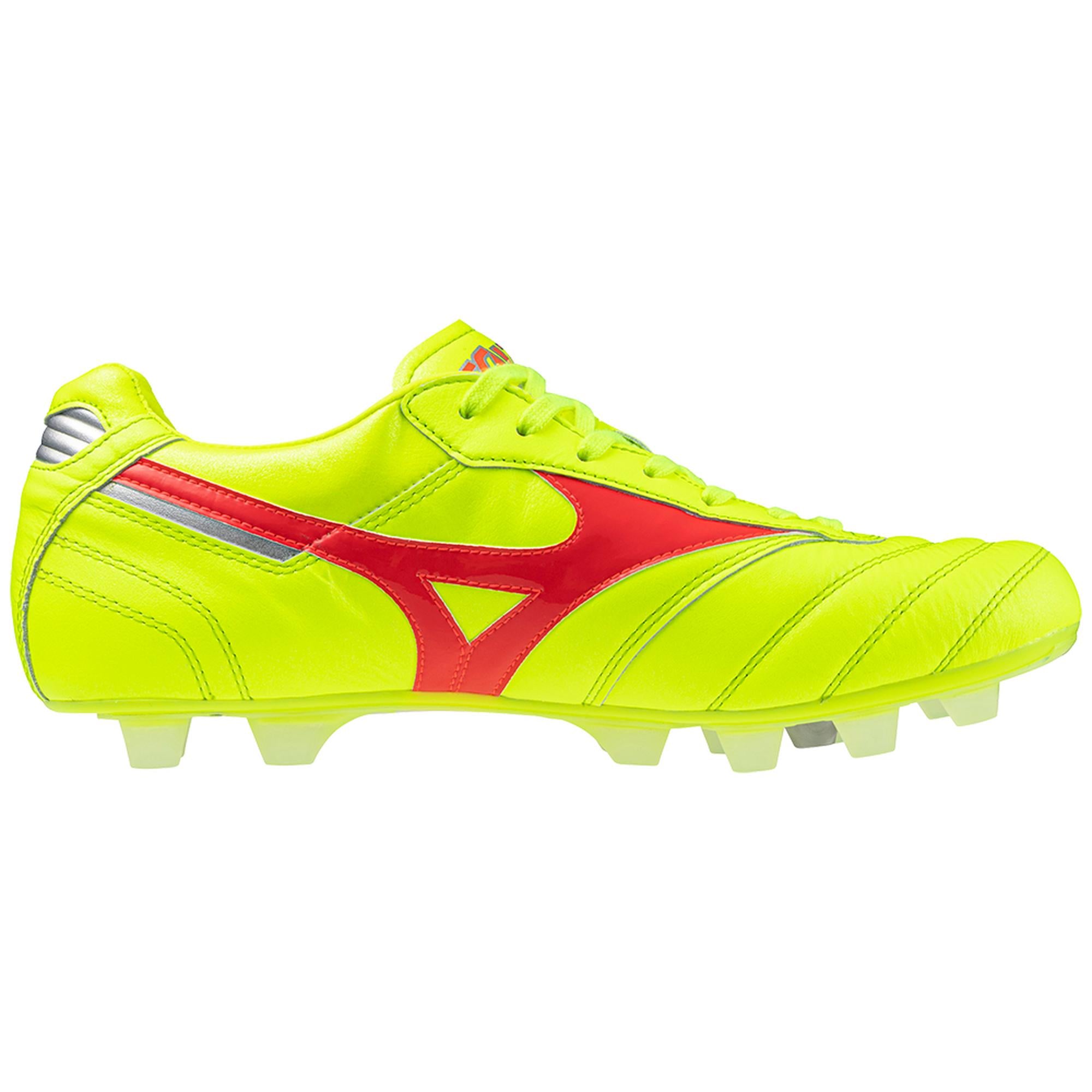 Morelia II FG Firm Ground Made in Japan Soccer Cleat, Safety Yellow/Fiery Coral