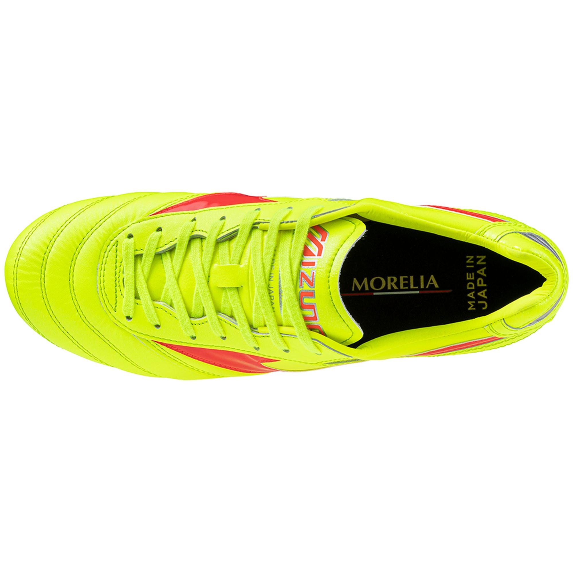Morelia II FG Firm Ground Made in Japan Soccer Cleat, Safety Yellow/Fiery Coral