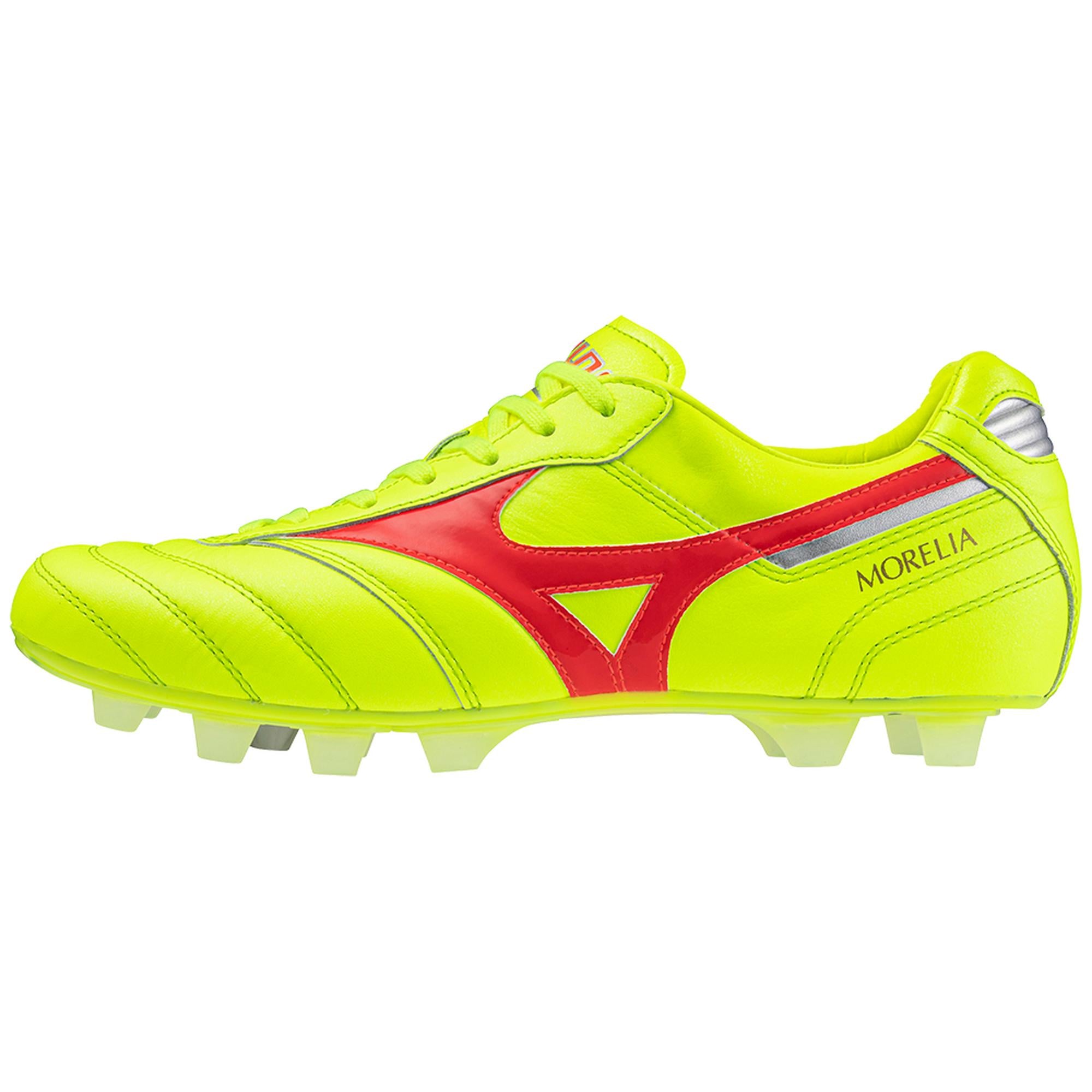 Morelia II FG Firm Ground Made in Japan Soccer Cleat, Safety Yellow/Fiery Coral