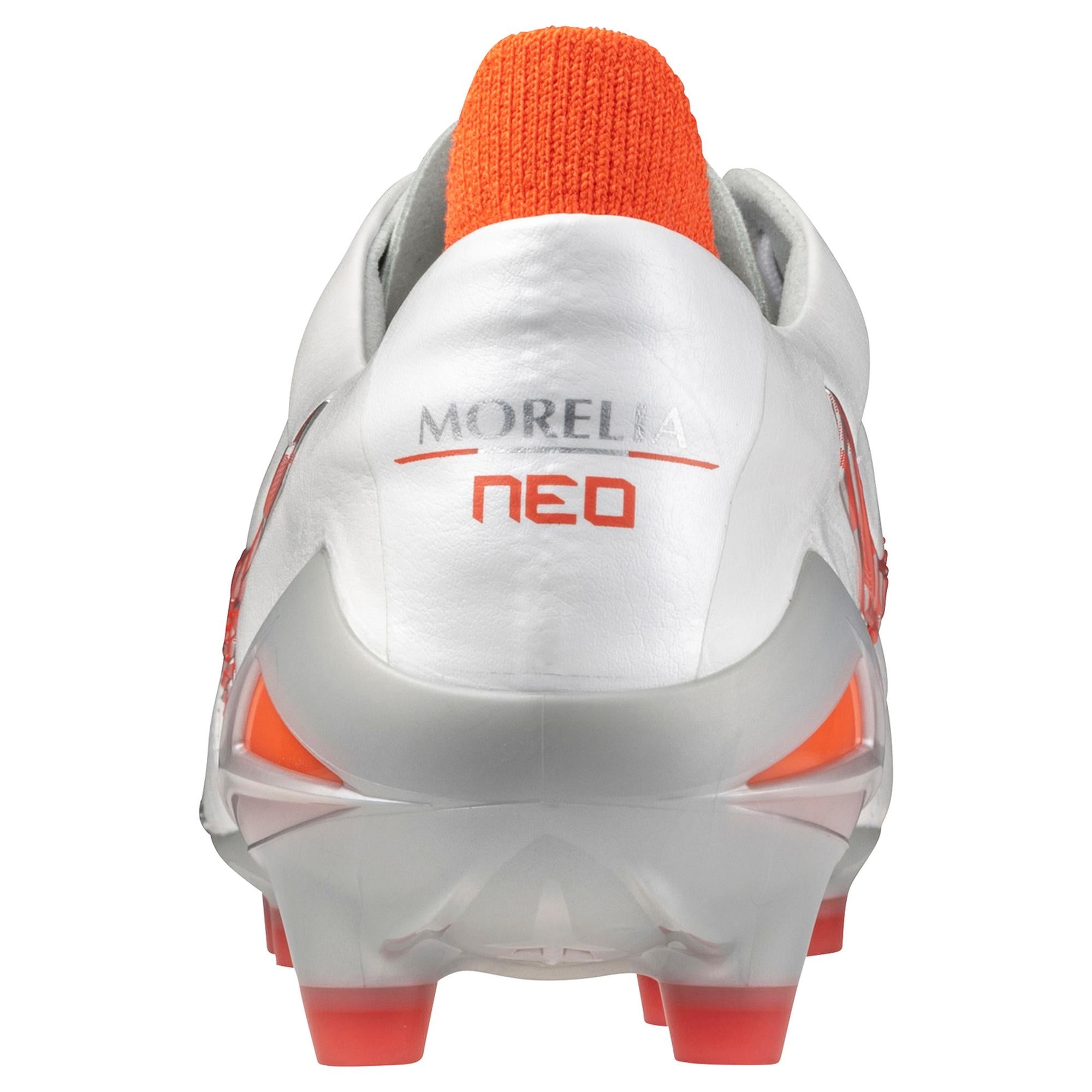 Morelia Neo IV FG Firm Ground Made in Japan KL Soccer Cleat, White/Radiant Red