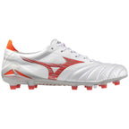Morelia Neo IV FG Firm Ground Made in Japan KL Soccer Cleat, White/Radiant Red