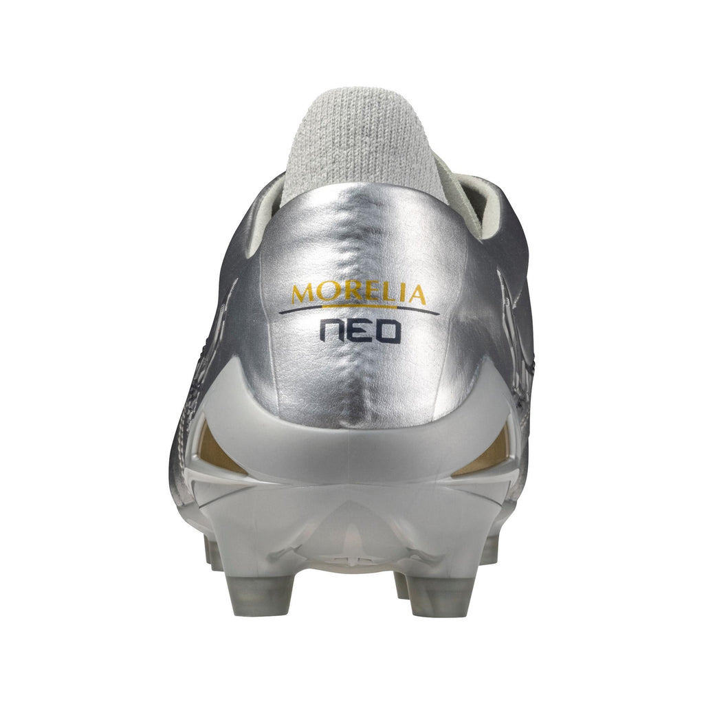 Morelia Neo IV FG Firm Ground Made in Japan KL Soccer Cleat, Platinum Silver