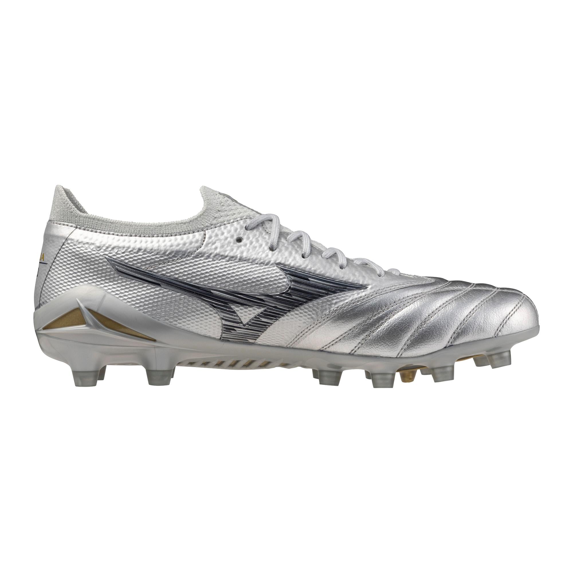 Morelia Neo IV Beta FG Firm Ground Made in Japan KL Soccer Cleat, Platinum Silver