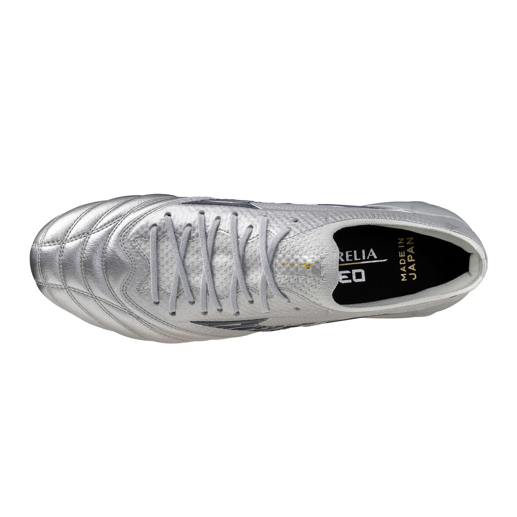 Morelia Neo IV Beta FG Firm Ground Made in Japan KL Soccer Cleat, Platinum Silver