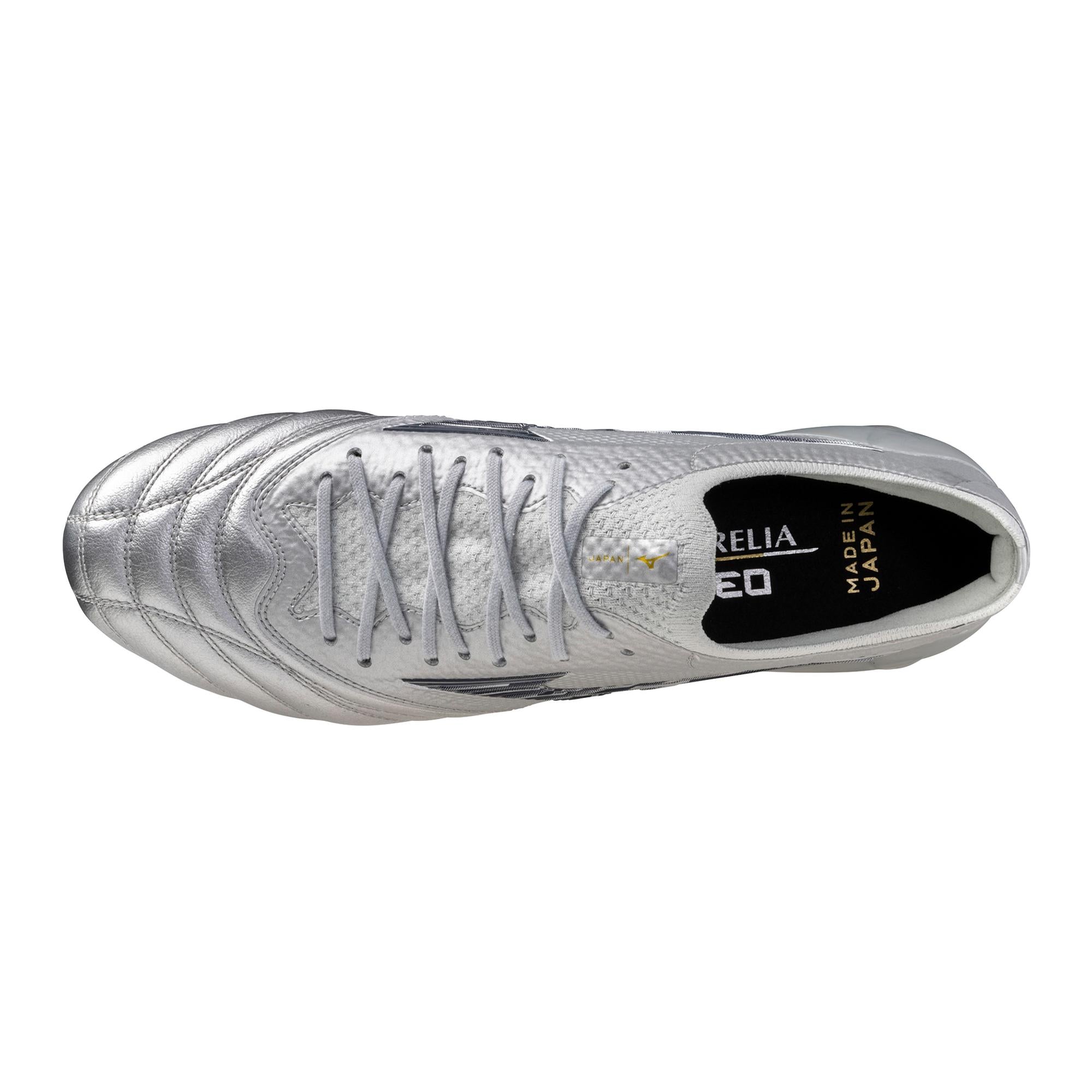 Morelia Neo IV Beta FG Firm Ground Made in Japan KL Soccer Cleat, Platinum Silver
