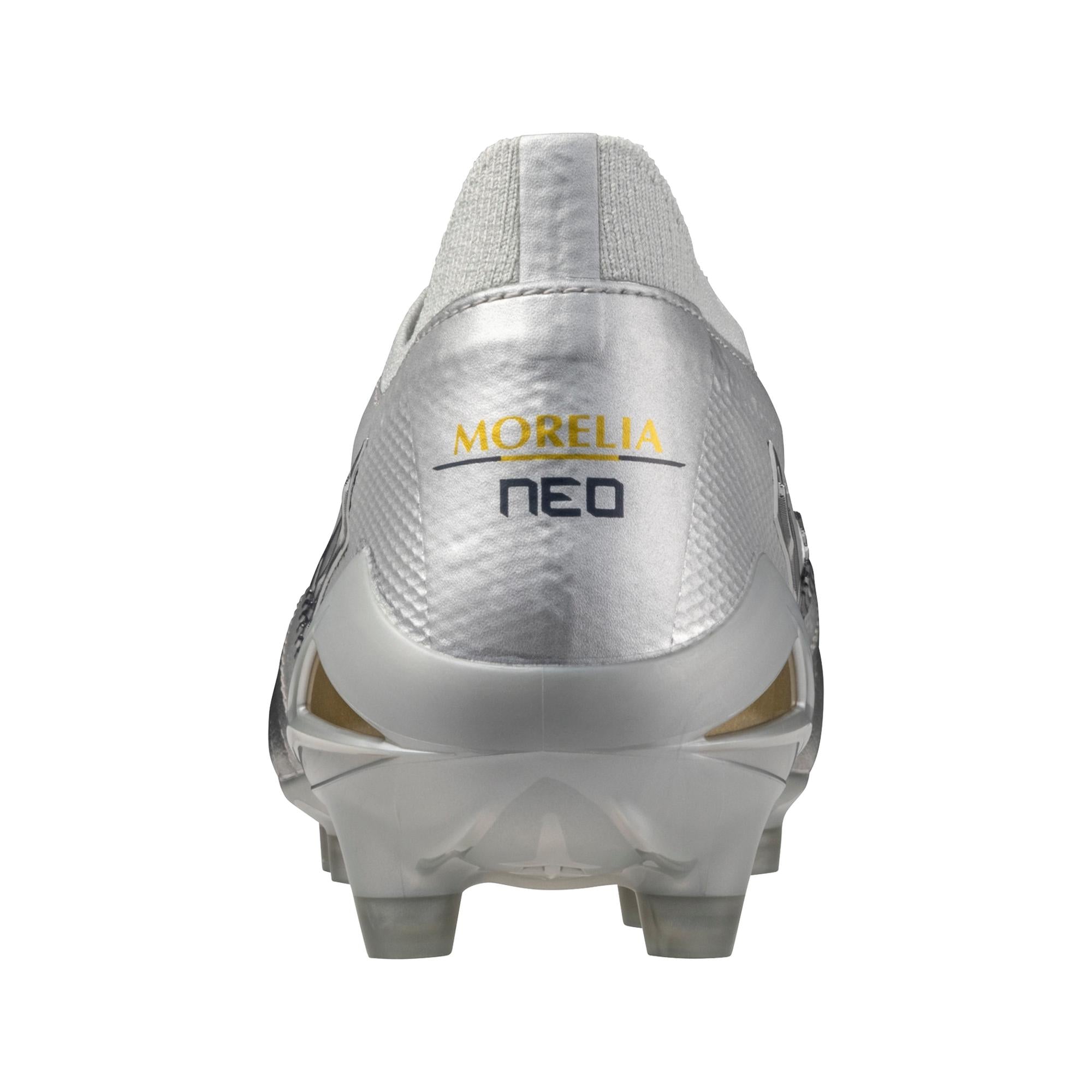 Morelia Neo IV Beta FG Firm Ground Made in Japan KL Soccer Cleat, Platinum Silver