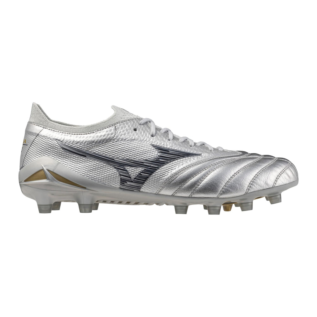 Morelia Neo IV Beta FG Firm Ground Made in Japan KL Soccer Cleat, Platinum Silver
