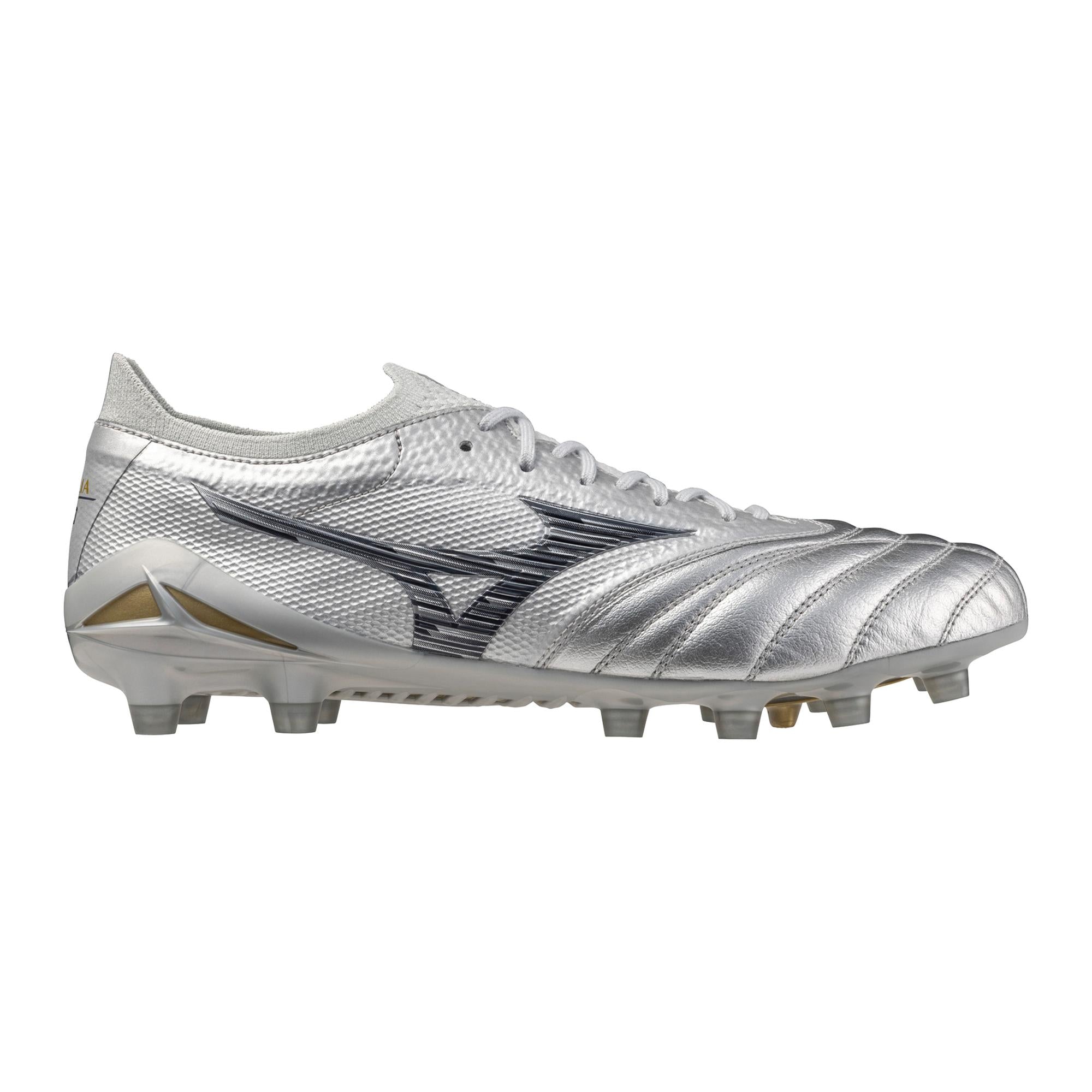 Morelia Neo IV Beta FG Firm Ground Made in Japan KL Soccer Cleat, Platinum Silver