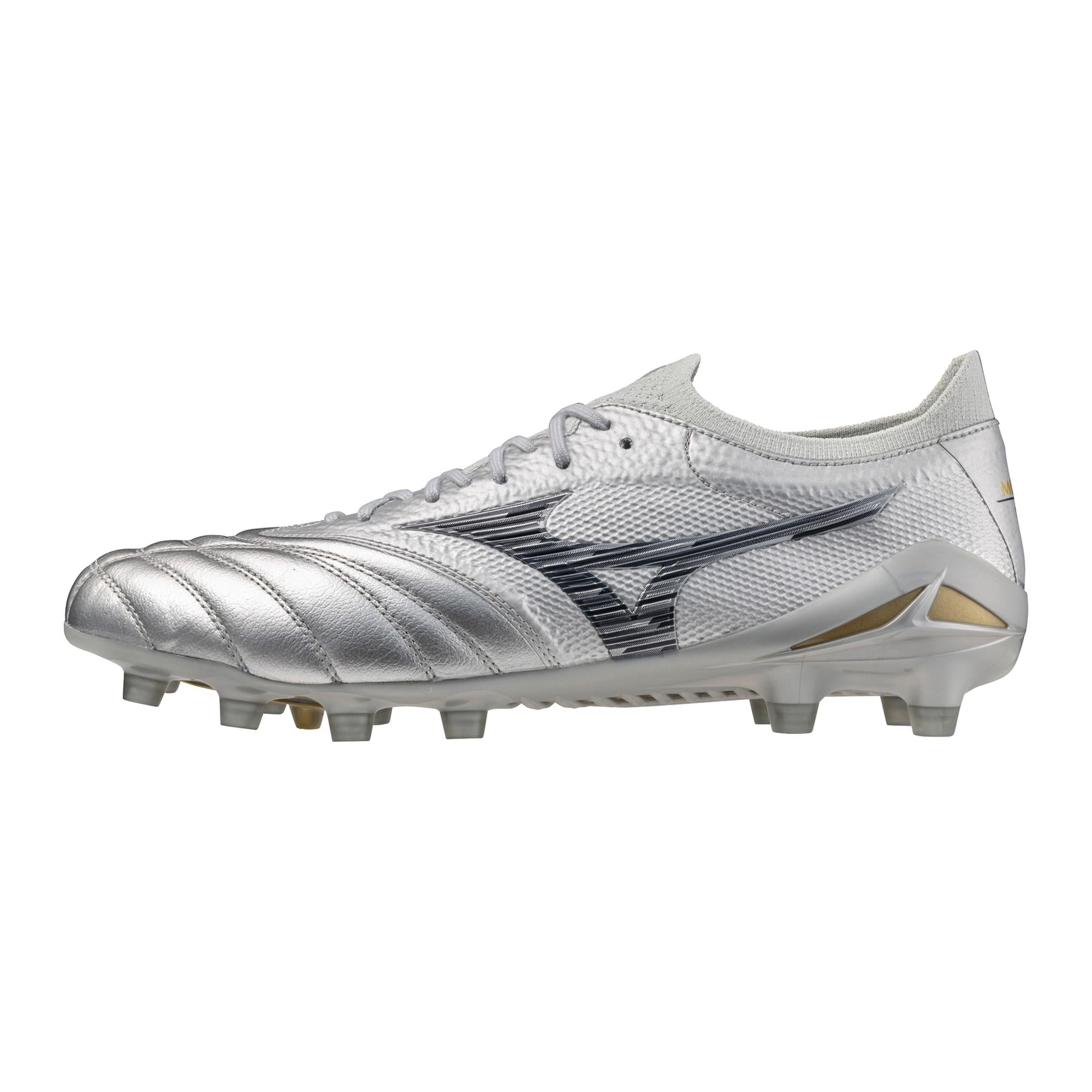 Morelia Neo IV Beta FG Firm Ground Made in Japan KL Soccer Cleat, Platinum Silver