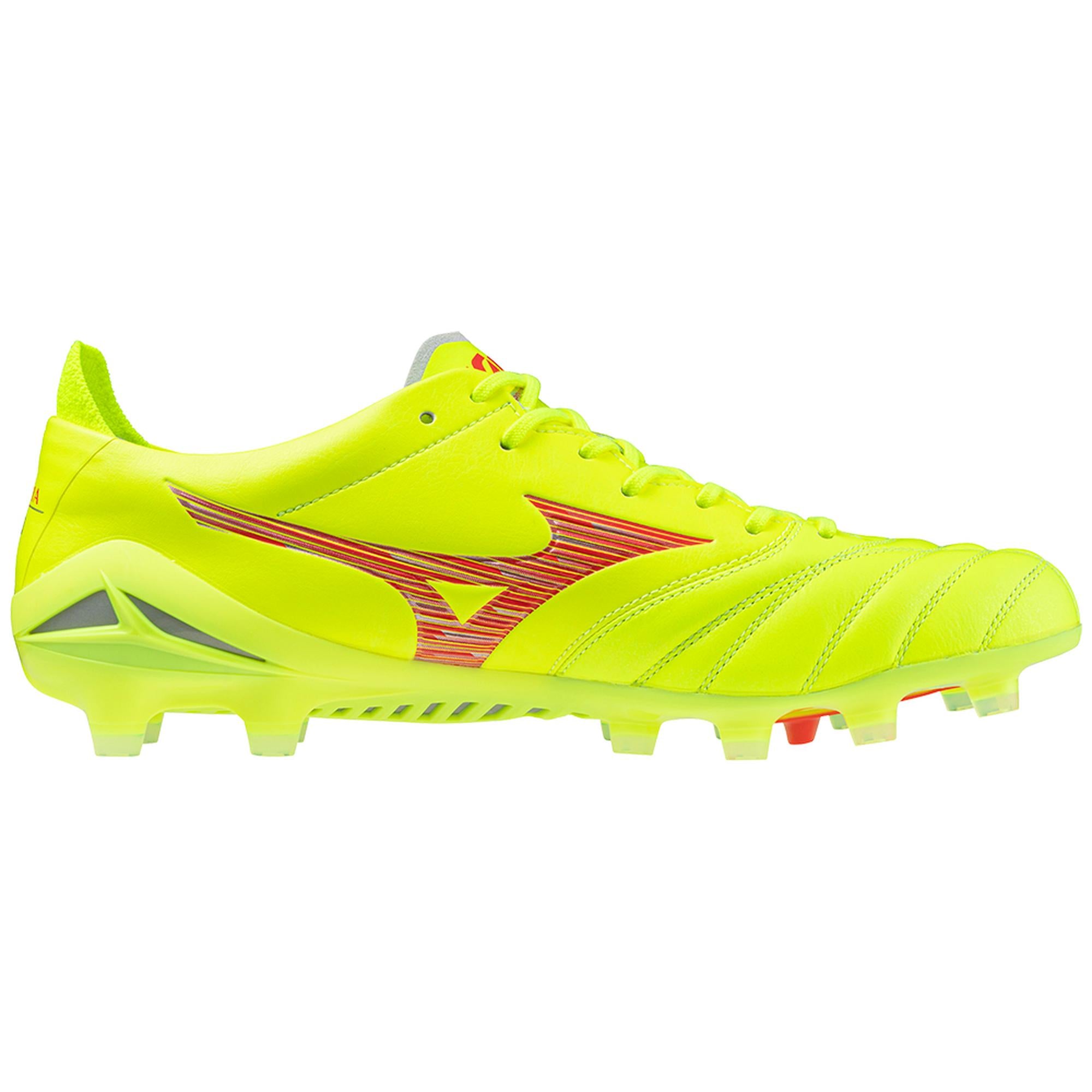 Morelia Neo IV Elite FG Firm Ground KL Soccer Cleat, Safety Yellow/Fiery Coral