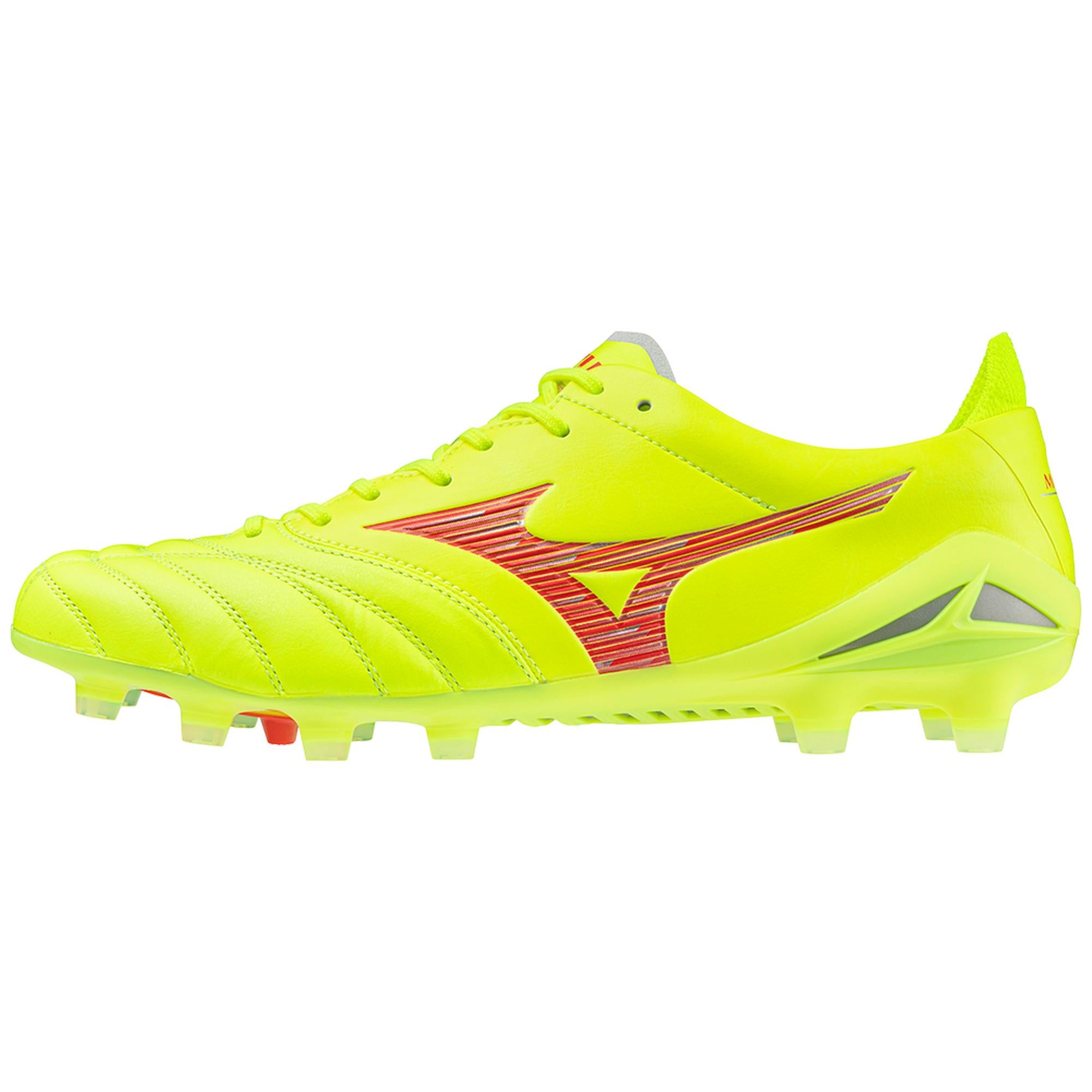 Morelia Neo IV Elite FG Firm Ground KL Soccer Cleat, Safety Yellow/Fiery Coral