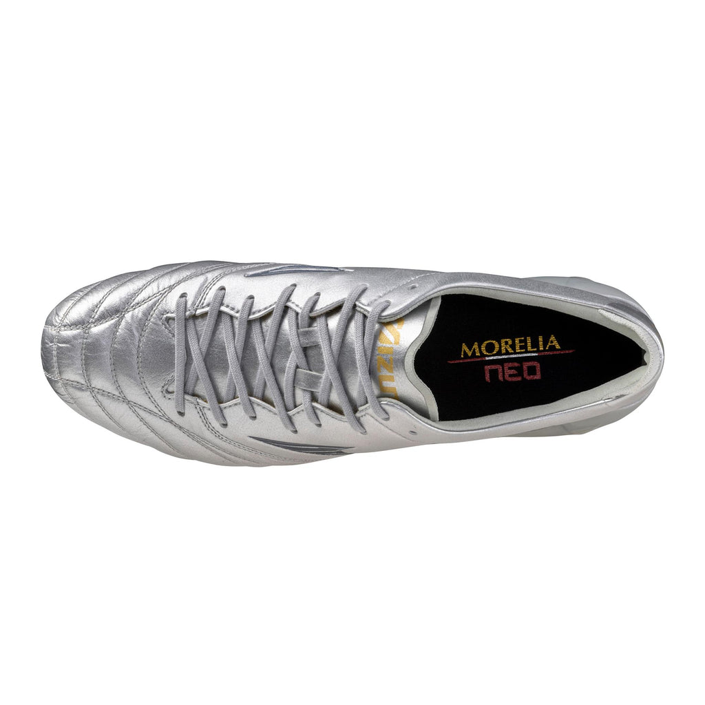 Morelia Neo IV Elite FG Firm Ground KL Soccer Cleat, Platinum Silver