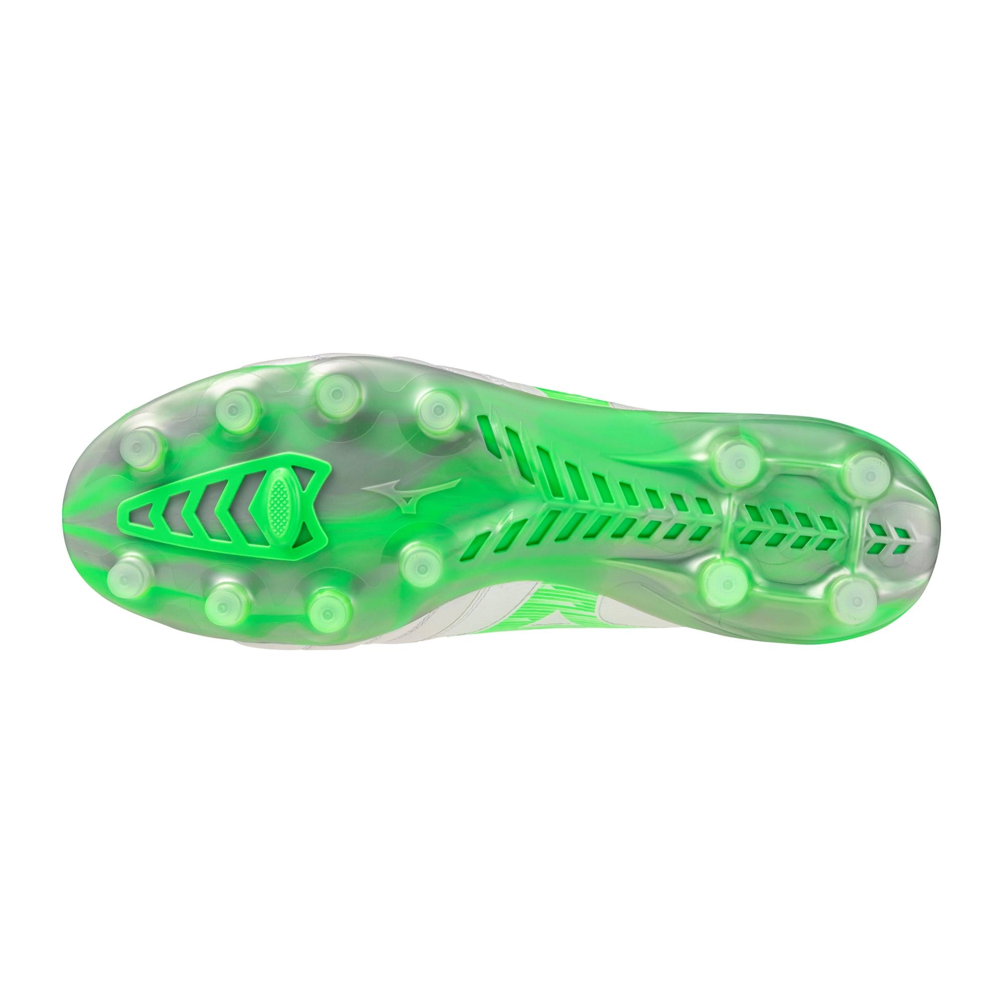 Morelia Neo IV Beta Elite FG Firm Ground KL Soccer Cleat, White/Neon Green