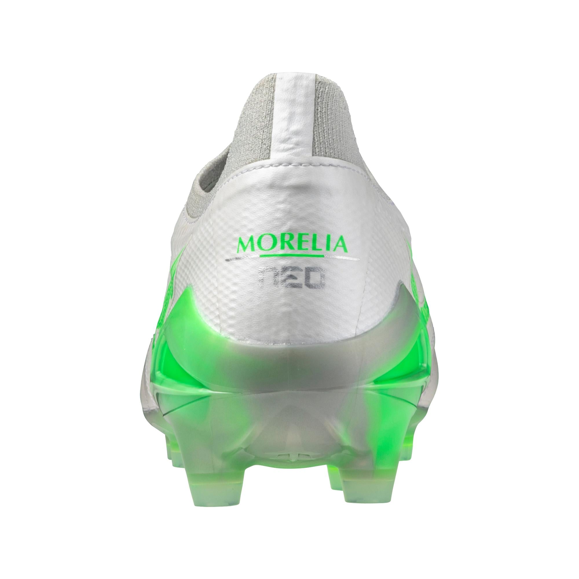 Morelia Neo IV Beta Elite FG Firm Ground KL Soccer Cleat, White/Neon Green