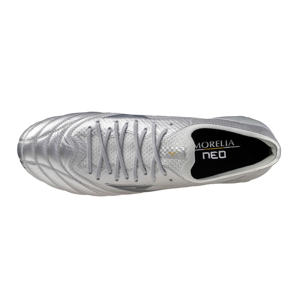 Morelia Neo IV Beta Elite FG Firm Ground KL Soccer Cleat, Platinum Silver