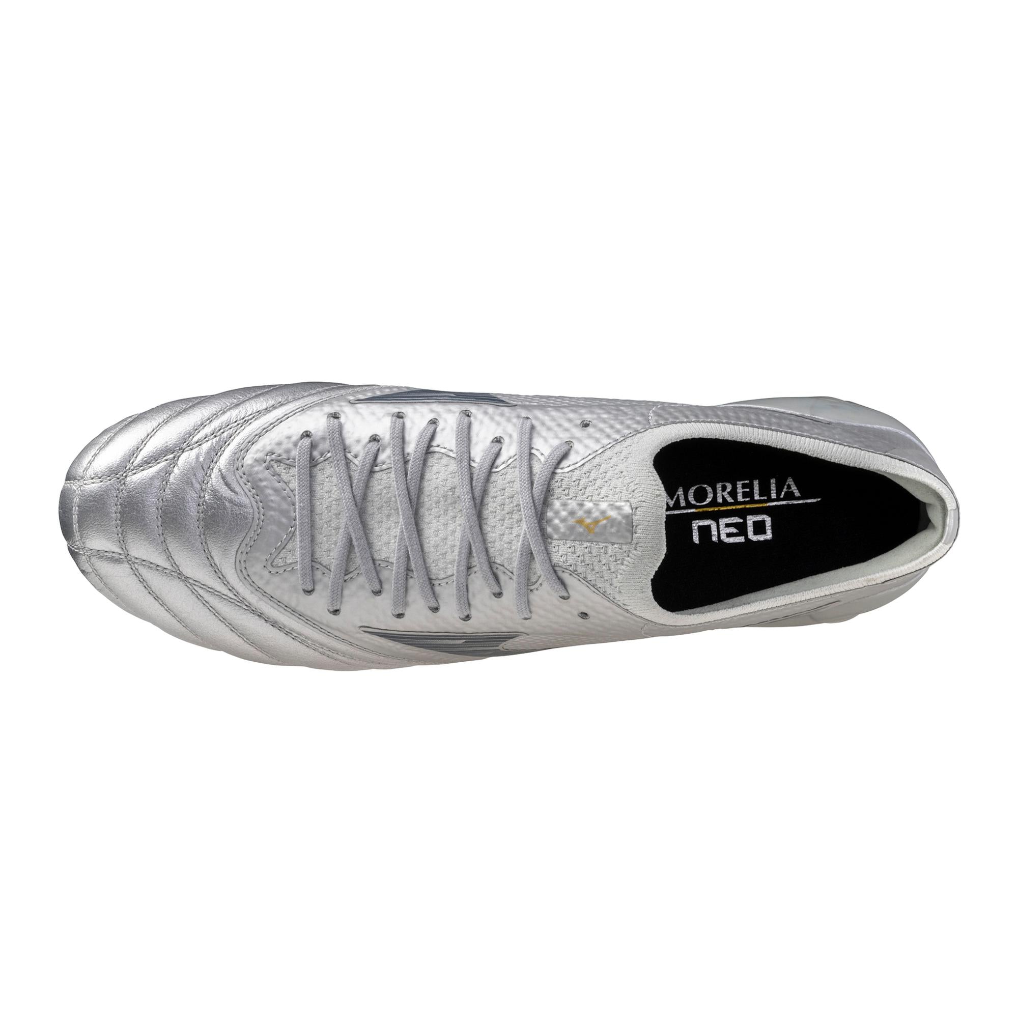 Morelia Neo IV Beta Elite FG Firm Ground KL Soccer Cleat, Platinum Silver