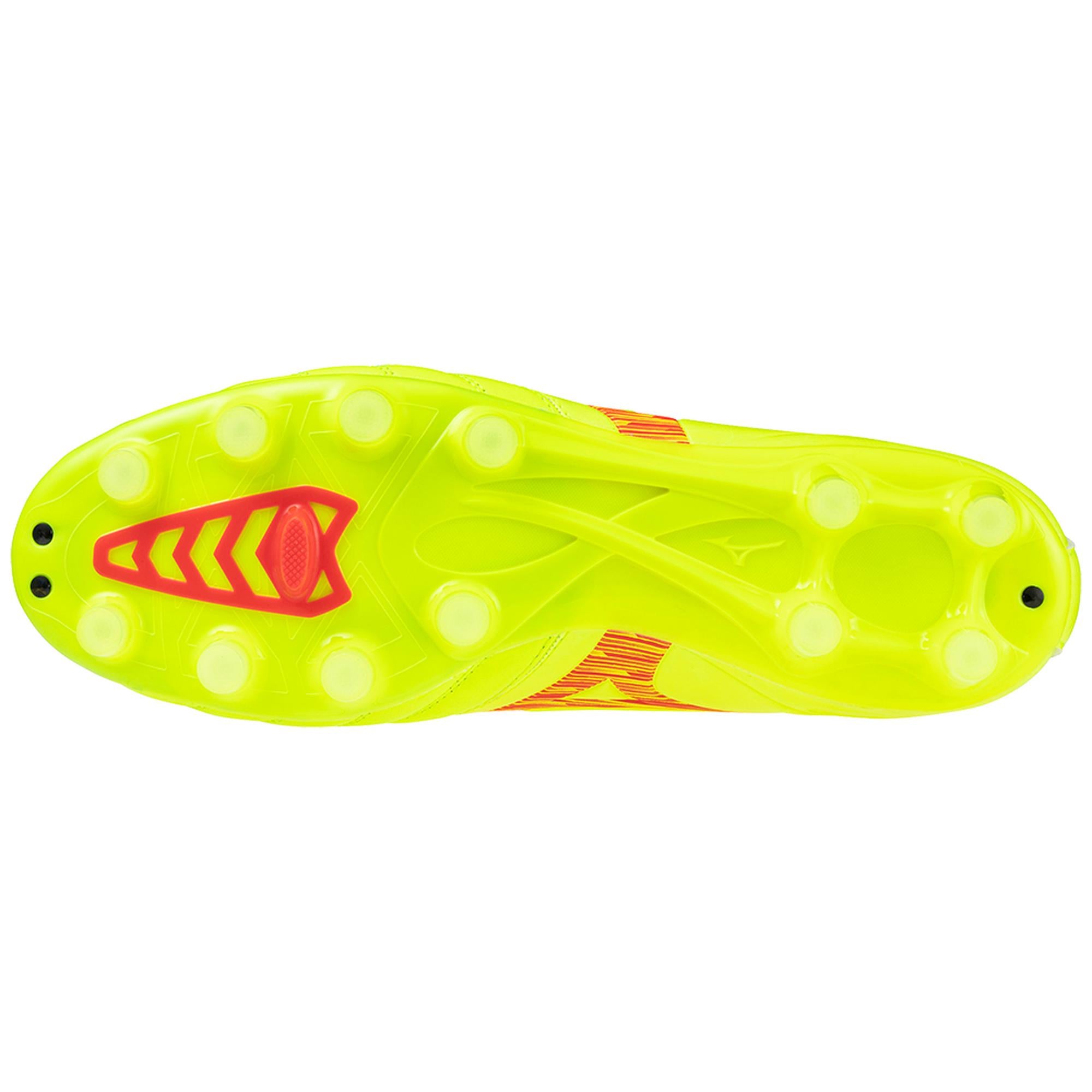 Morelia Neo IV Pro FG Firm Ground KL Soccer Cleat, Safety Yellow/Fiery Coral