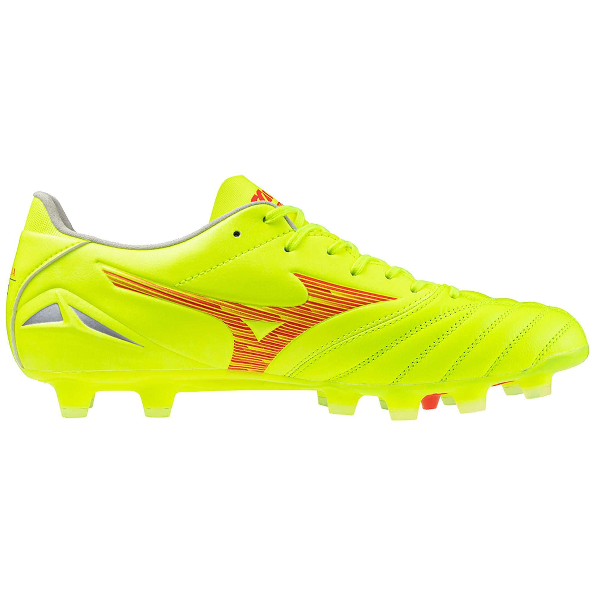 Morelia Neo IV Pro FG Firm Ground KL Soccer Cleat, Safety Yellow/Fiery Coral