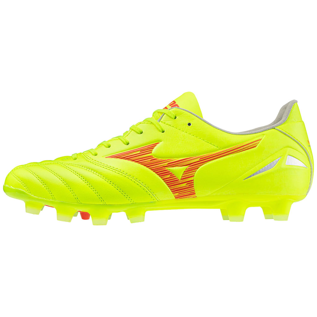 Morelia Neo IV Pro FG Firm Ground KL Soccer Cleat, Safety Yellow/Fiery Coral