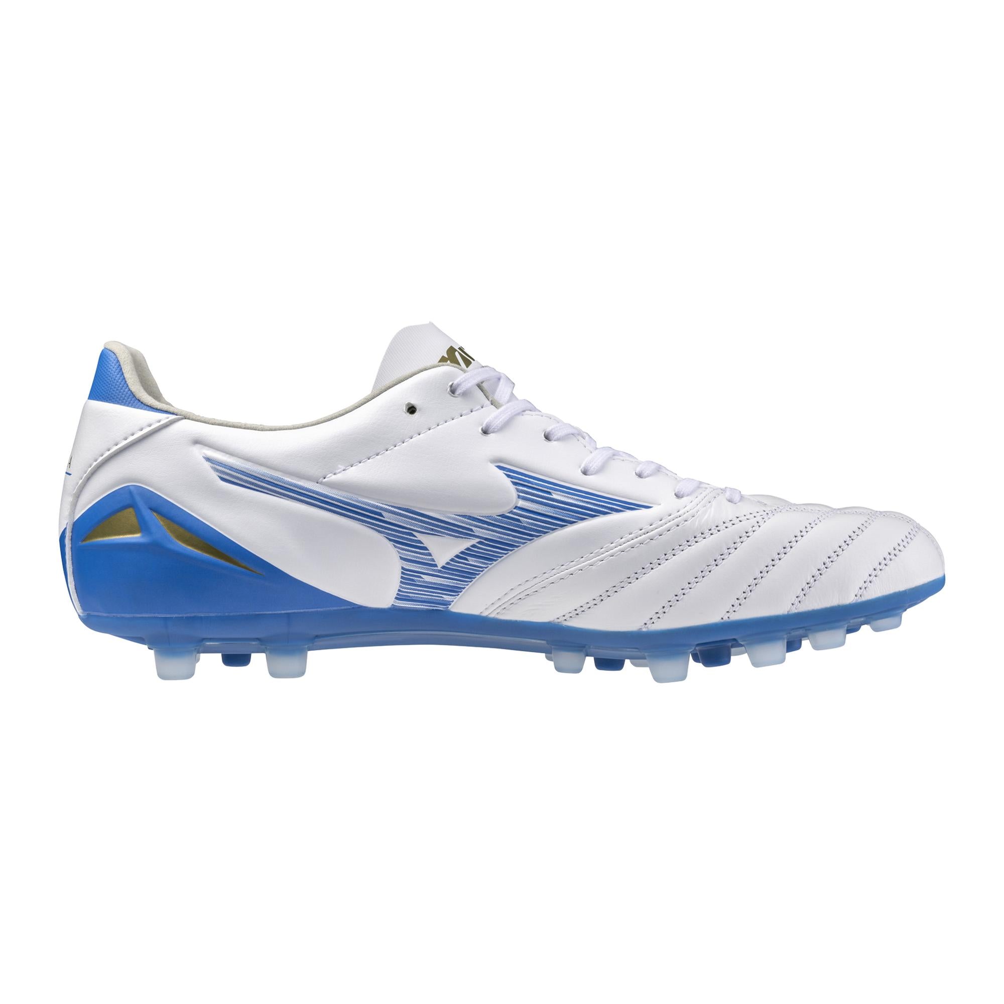 Morelia Neo IV Pro KL AG Artificial Grass Soccer Cleat, White/Mugen Blue