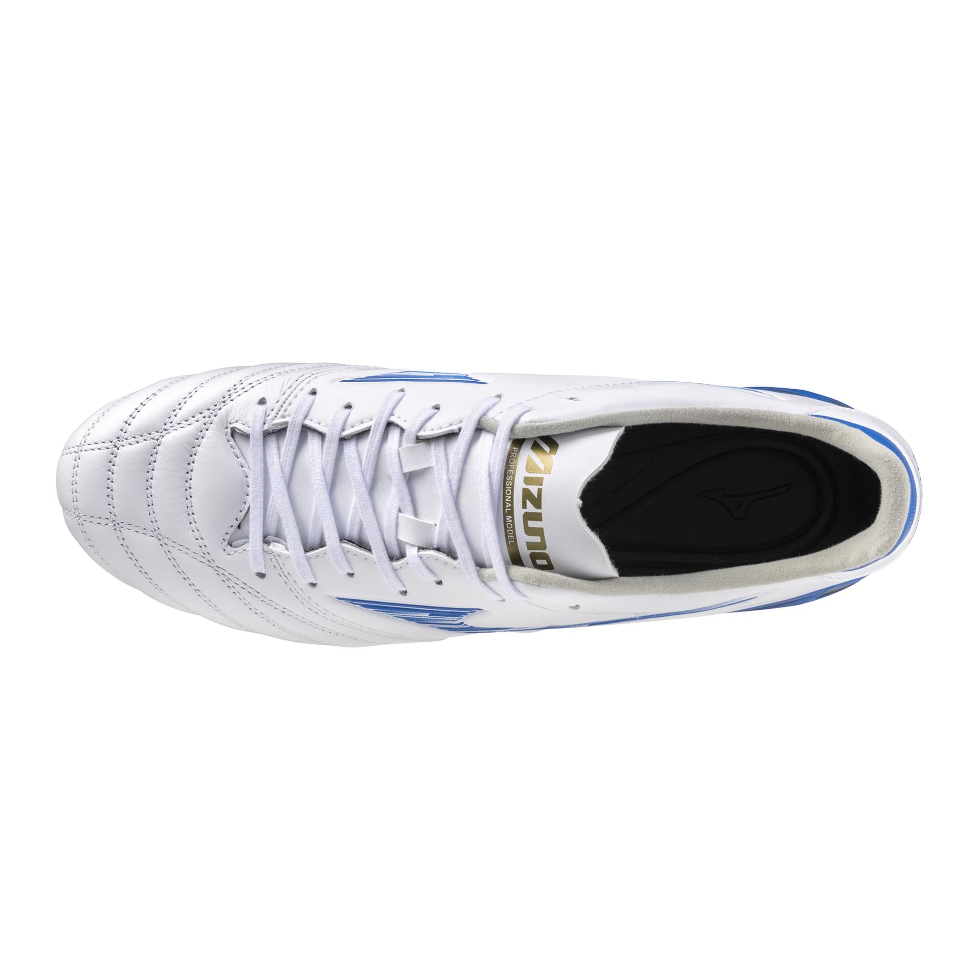 Morelia Neo IV Pro KL AG Artificial Grass Soccer Cleat, White/Mugen Blue