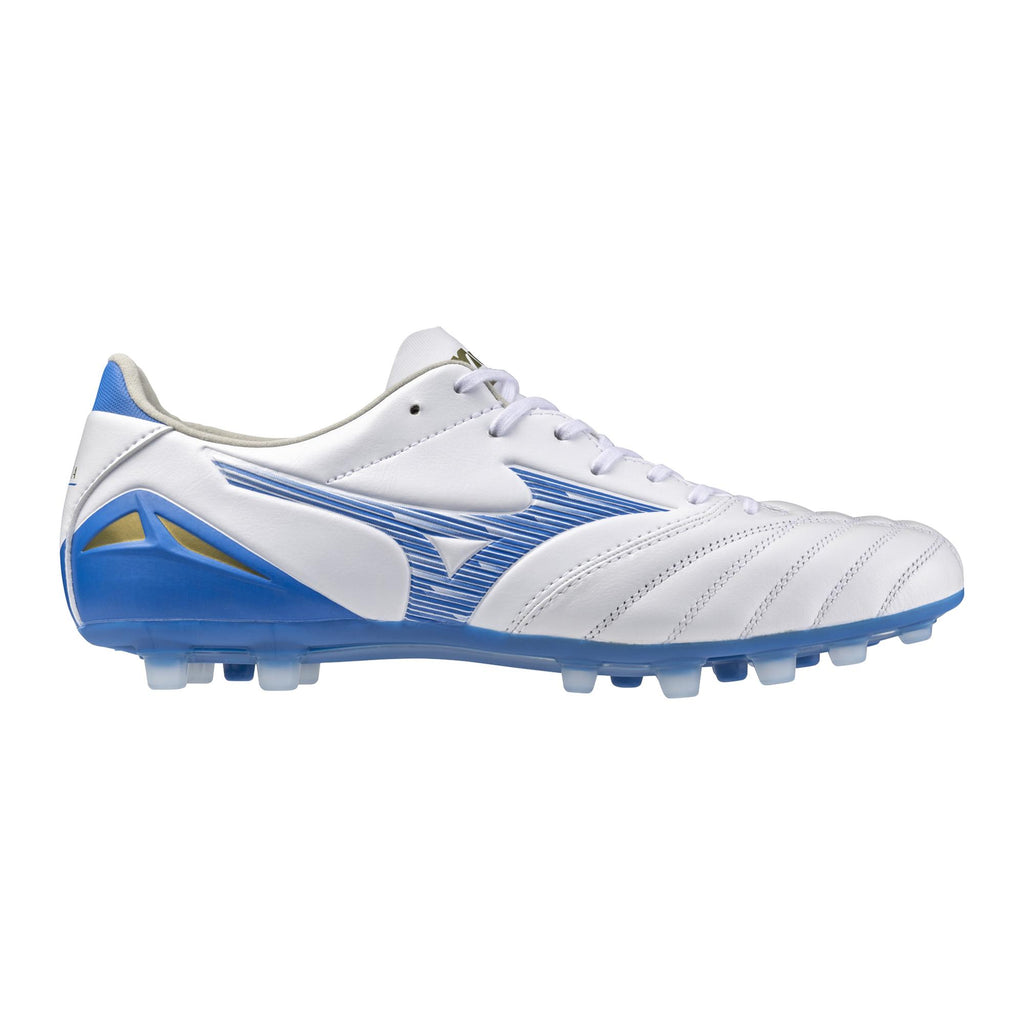 Morelia Neo IV Pro KL AG Artificial Grass Soccer Cleat, White/Mugen Blue