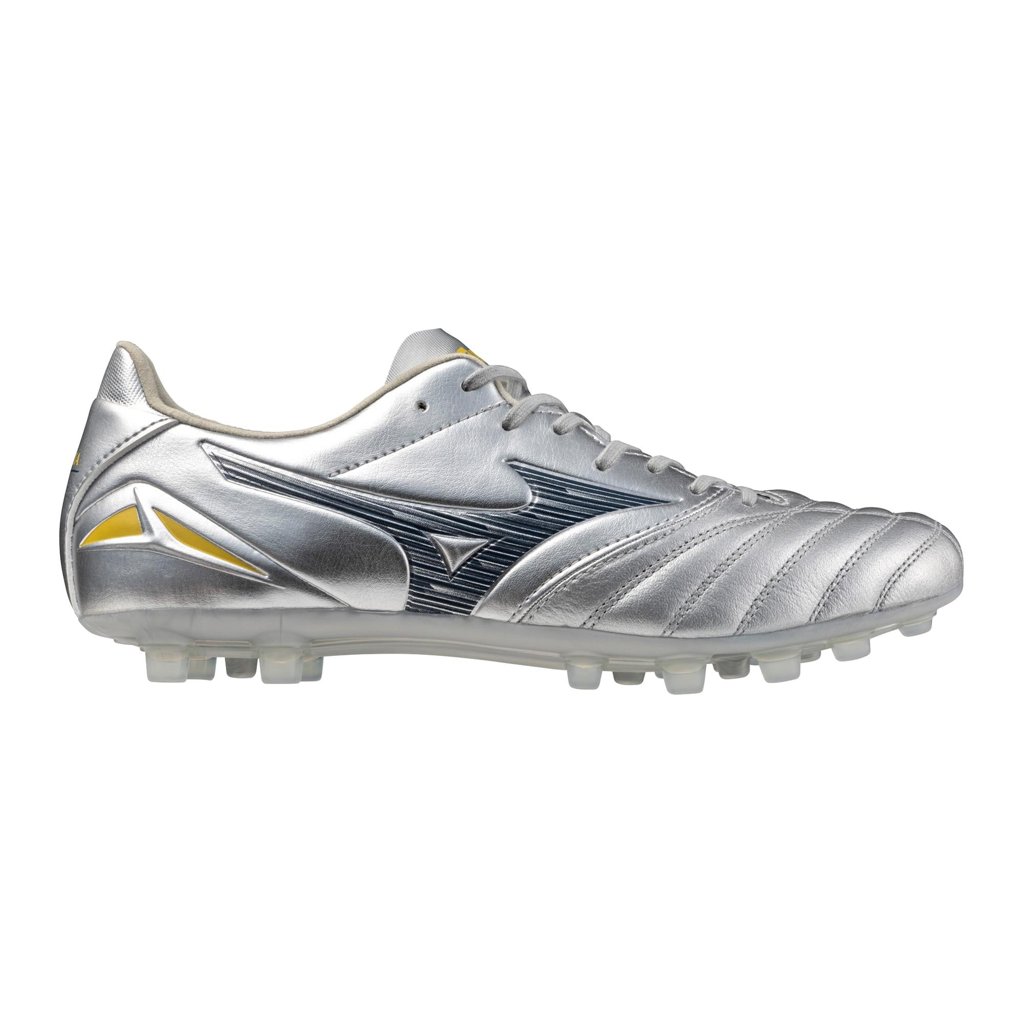 Morelia Neo IV Pro KL AG Artificial Grass Soccer Cleat, Platinum Silver