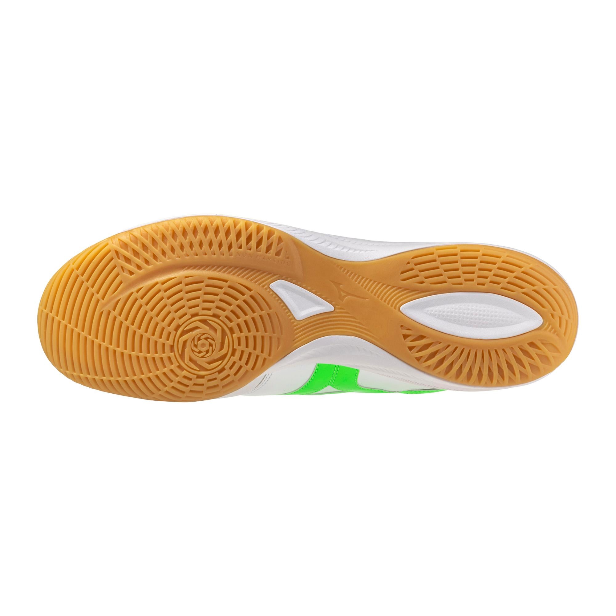 Morelia Sala Elite IN Indoor Soccer Shoe, White/Neon Green