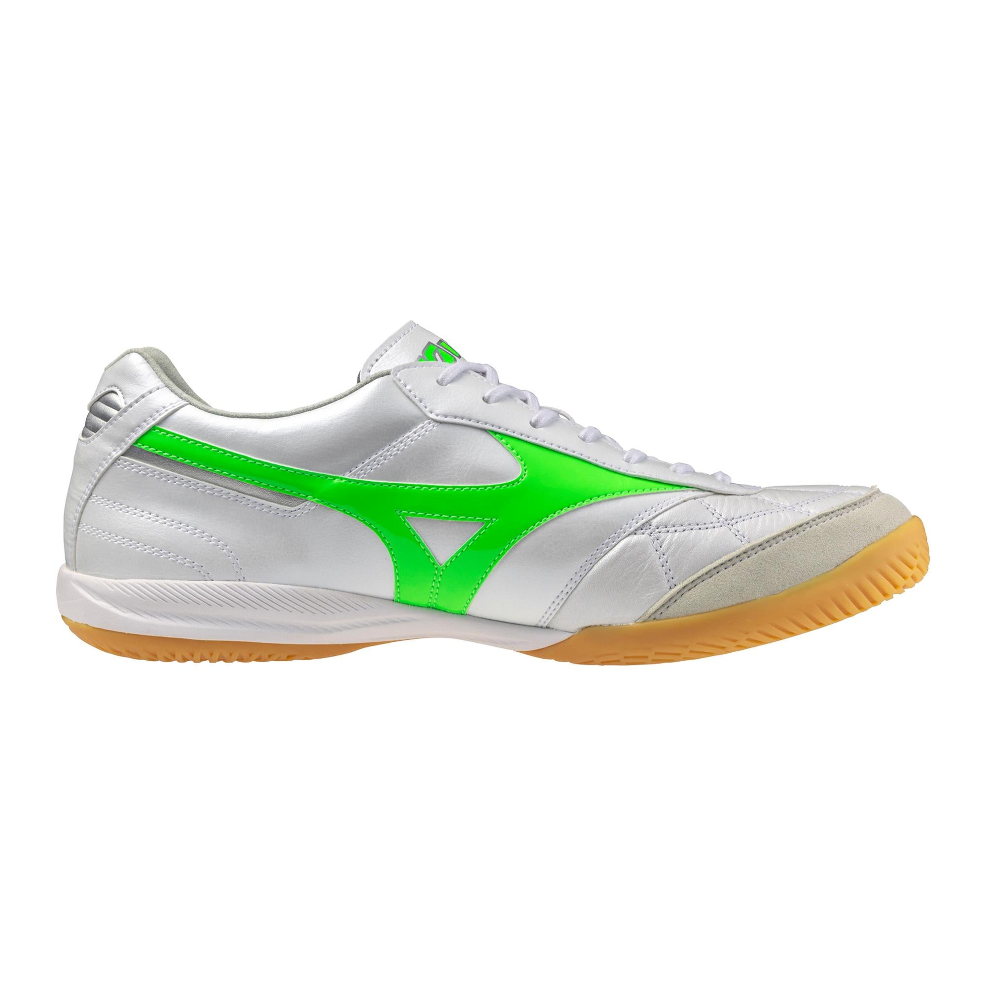 Morelia Sala Elite IN Indoor Soccer Shoe, White/Neon Green