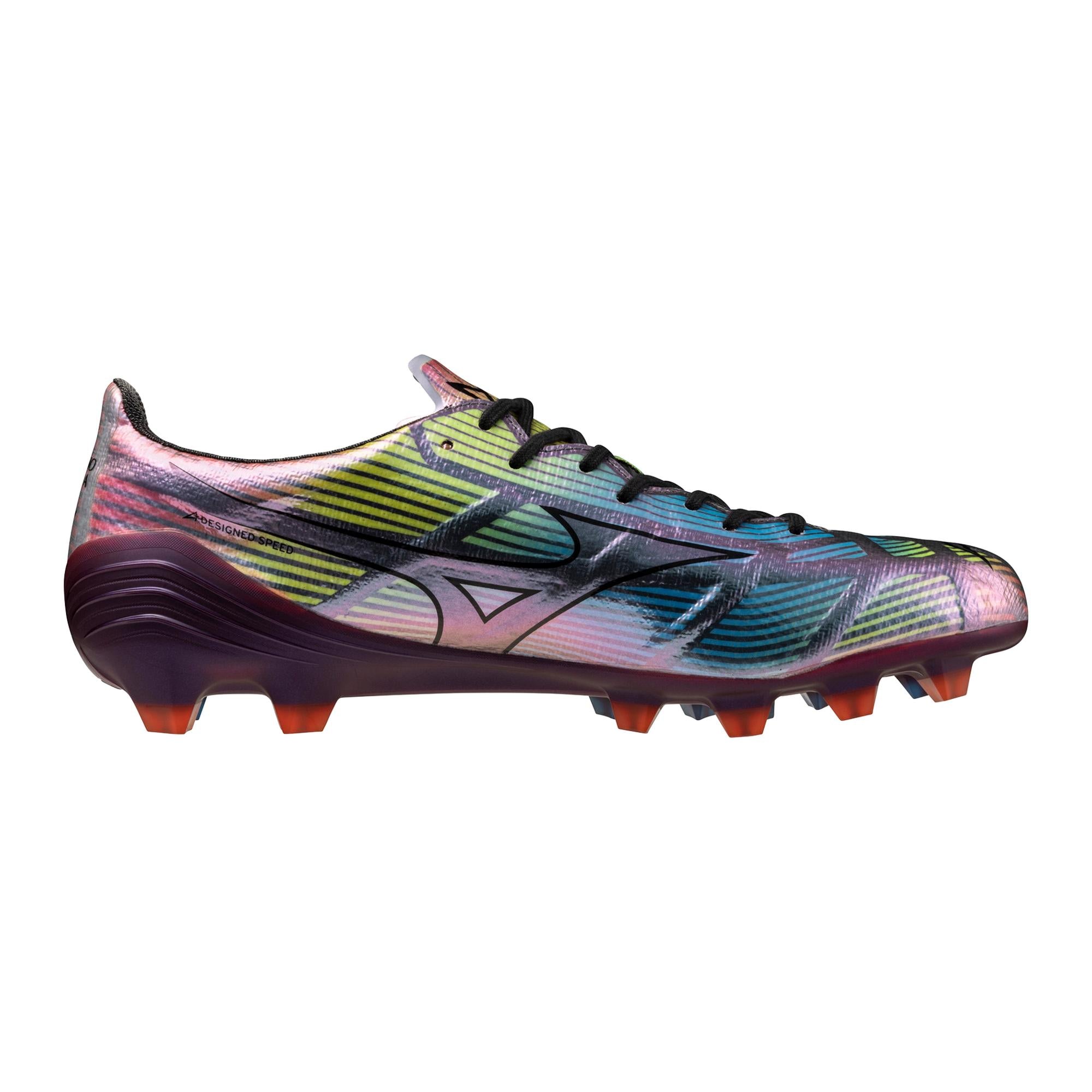 Mizuno Alpha II Japan FG Firm Ground Made In Japan Soccer Cleat, Black/Iridescent