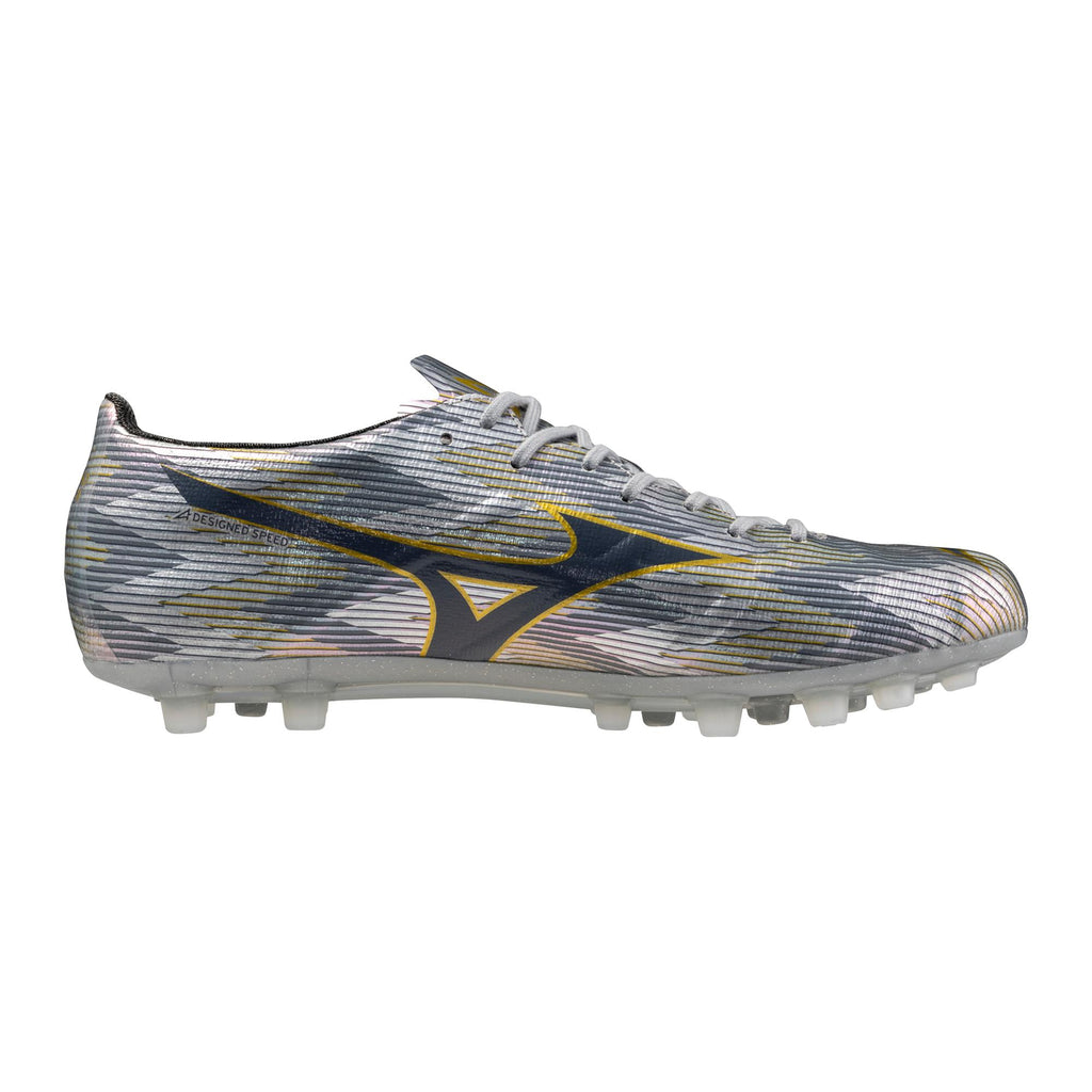 Mizuno Alpha II Japan AG Artificial Grass Soccer Cleat, Platinum Silver