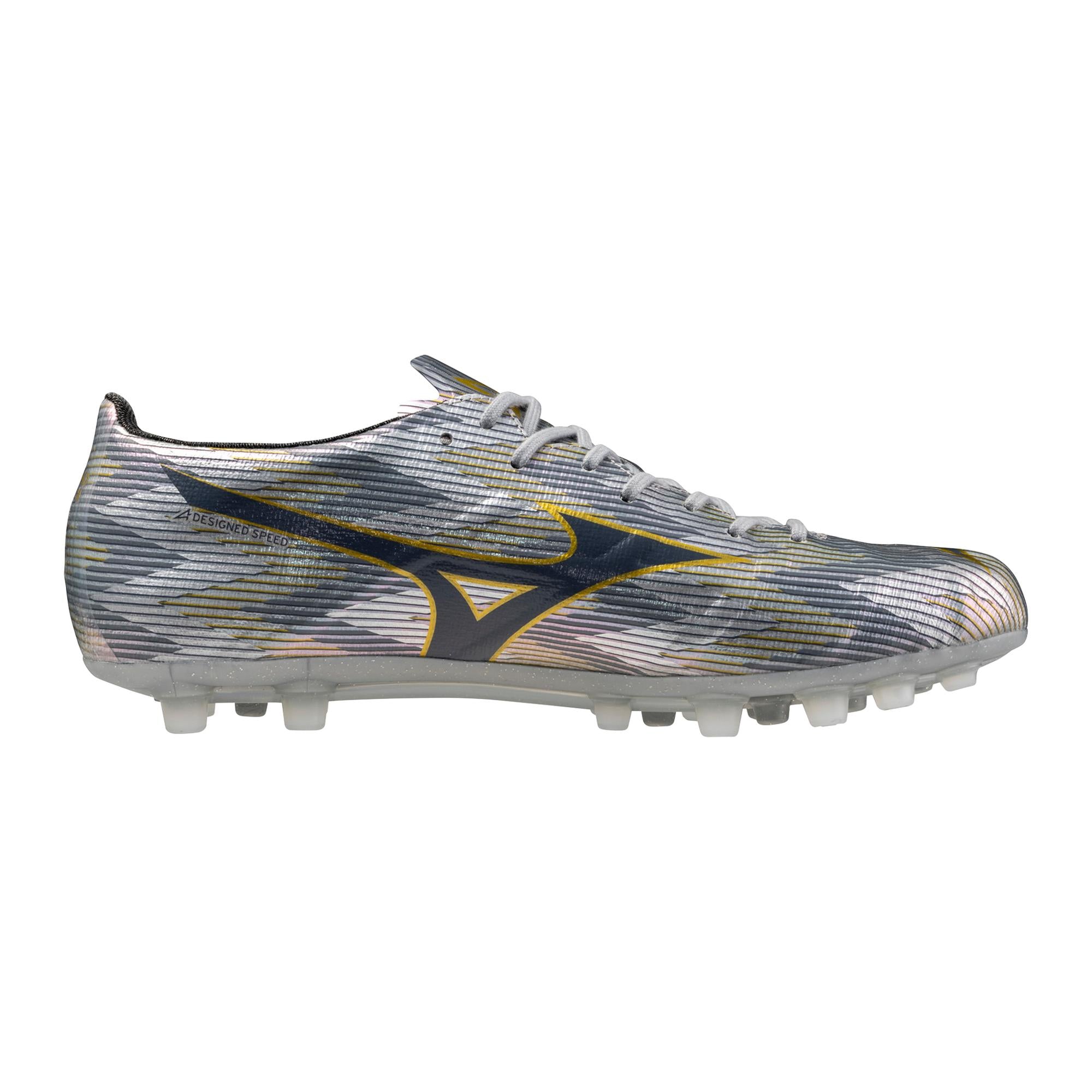Mizuno Alpha II Japan AG Artificial Grass Soccer Cleat, Platinum Silver
