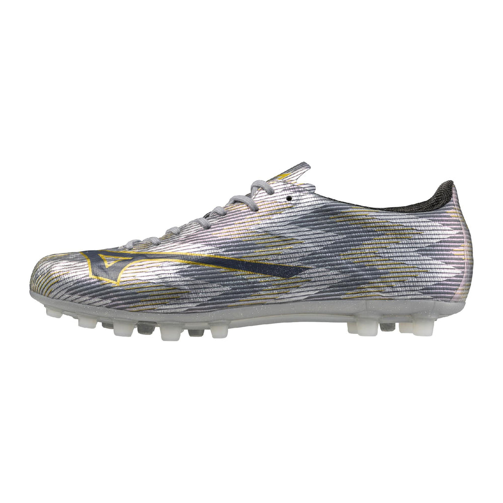 Mizuno Alpha II Japan AG Artificial Grass Soccer Cleat, Platinum Silver