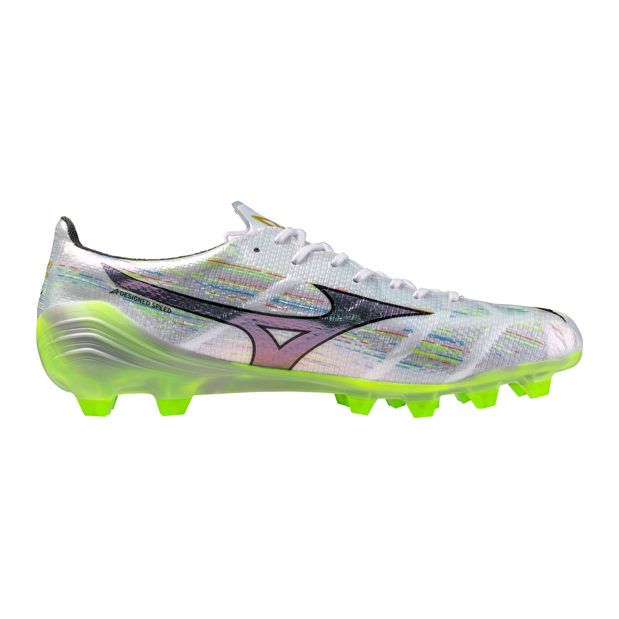 Mizuno Alpha II Elite FG Firm Ground Soccer Cleat, White/Neon Green