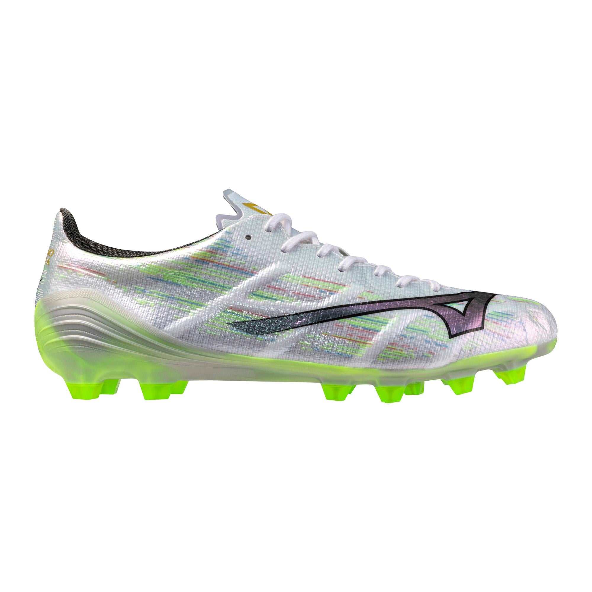 Mizuno Alpha II Elite FG Firm Ground Soccer Cleat, White/Neon Green