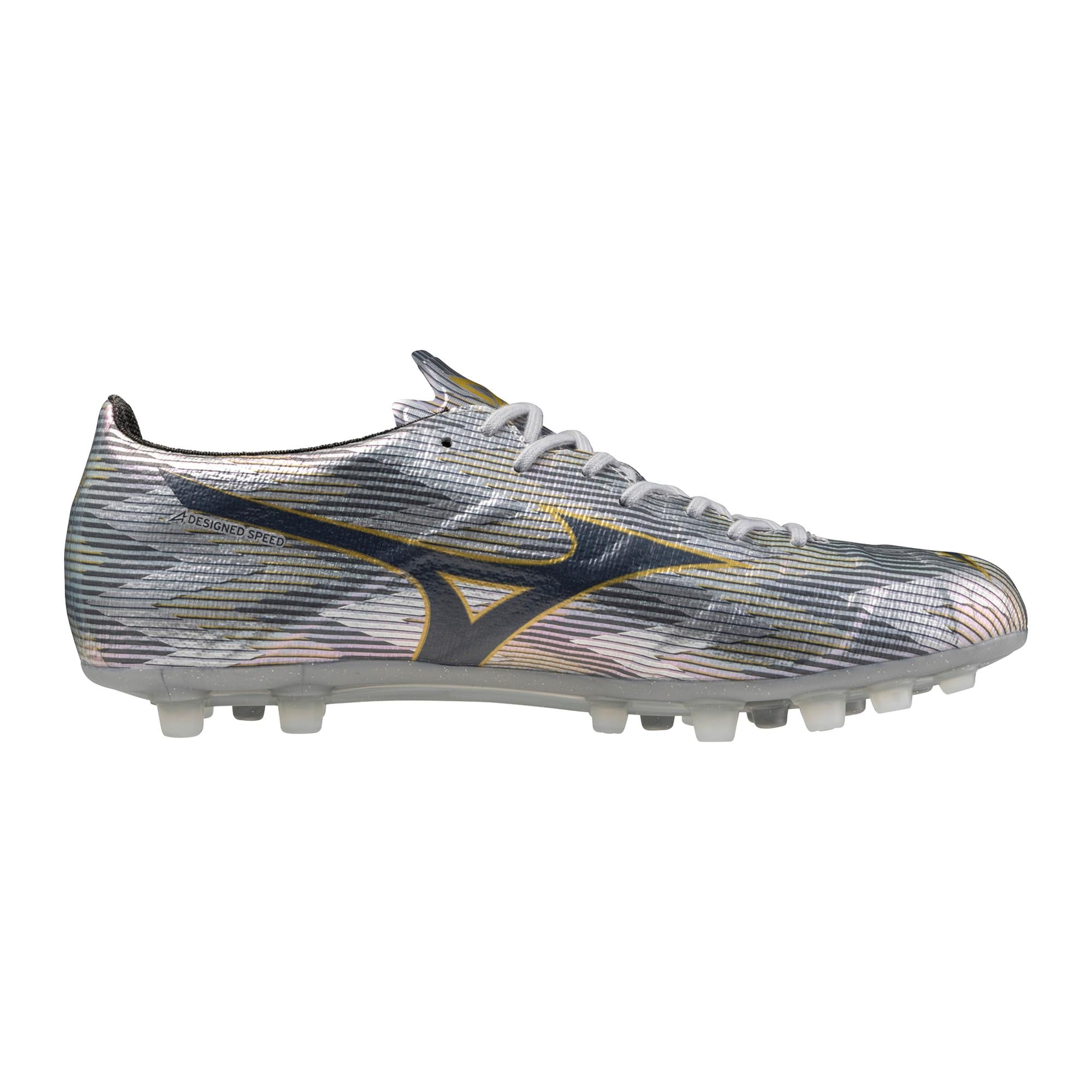Mizuno Alpha II Elite AG Artificial Grass Soccer Cleat, Platinum Silver