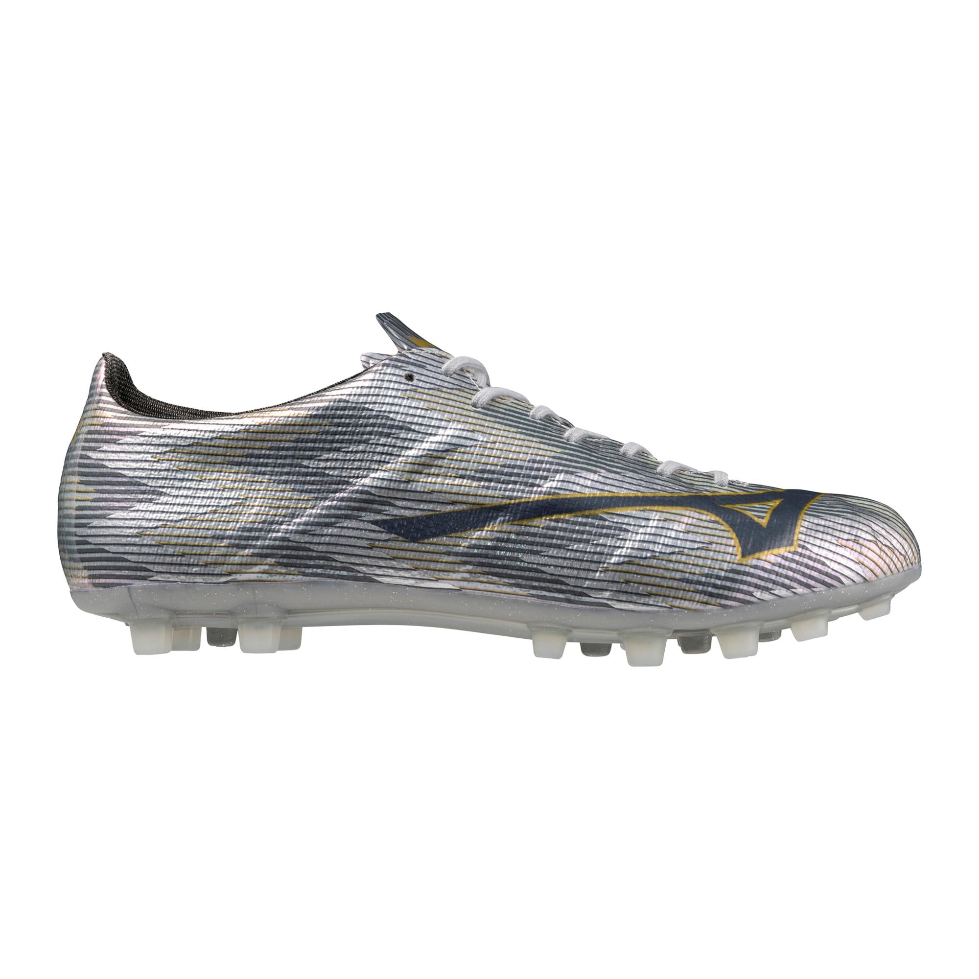 Mizuno Alpha II Elite AG Artificial Grass Soccer Cleat, Platinum Silver