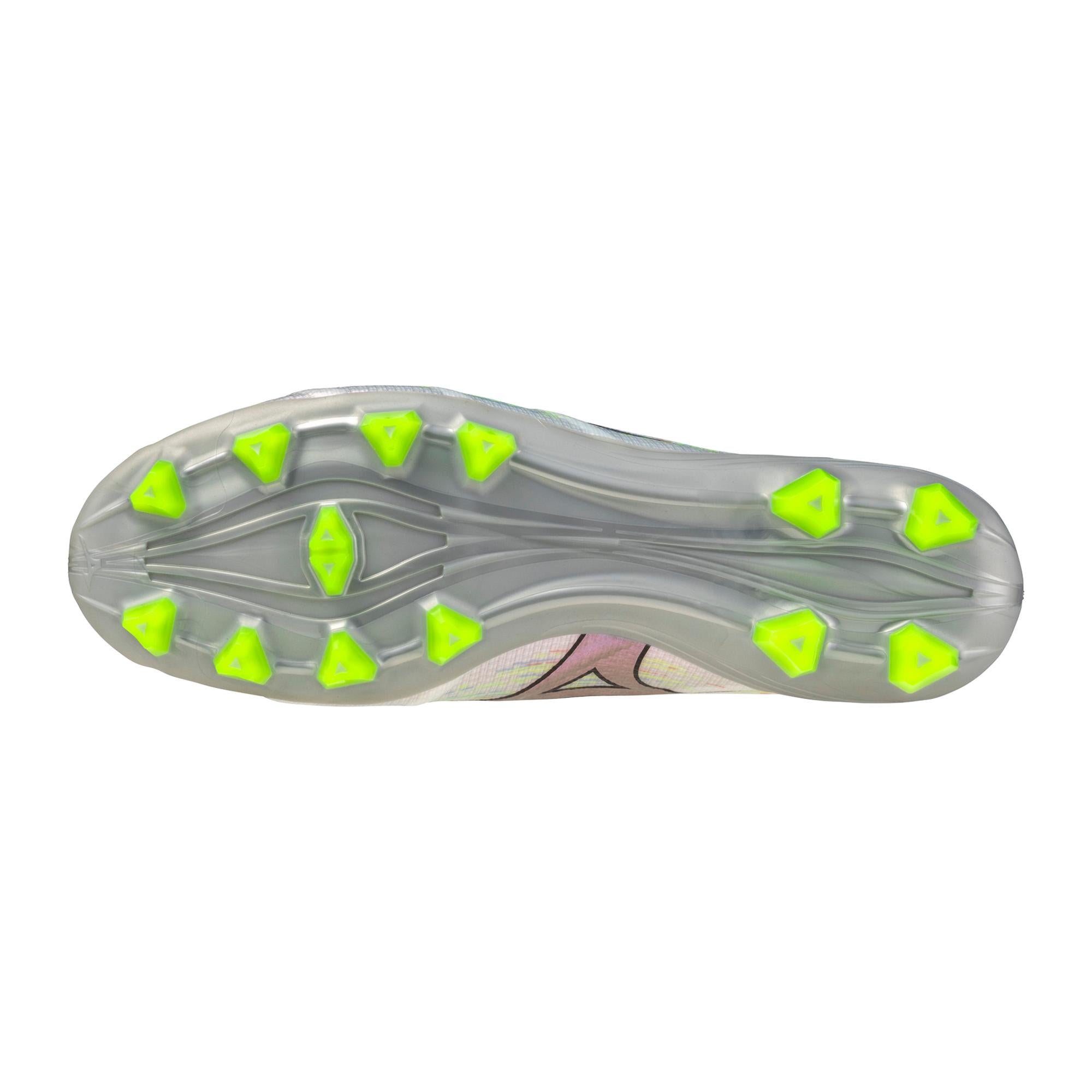 Mizuno Alpha II Pro FG Firm Ground Soccer Cleat, White/Neon Green