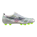 Mizuno Alpha II Pro FG Firm Ground Soccer Cleat, White/Neon Green