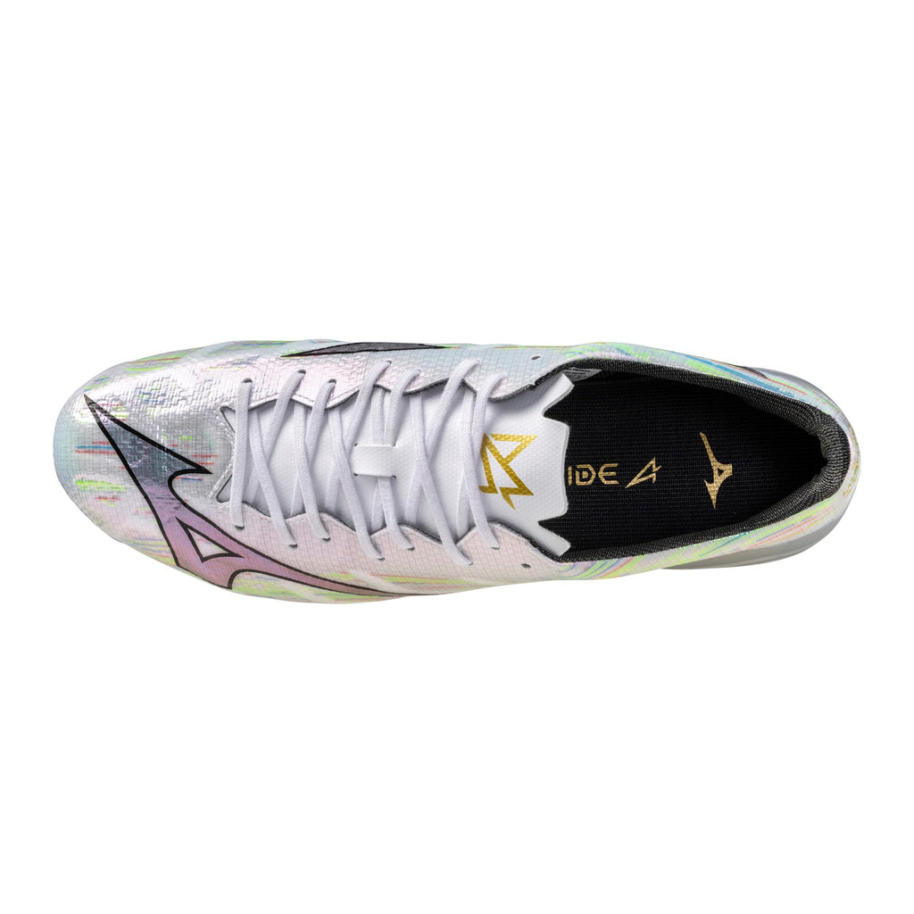 Mizuno Alpha II Pro FG Firm Ground Soccer Cleat, White/Neon Green