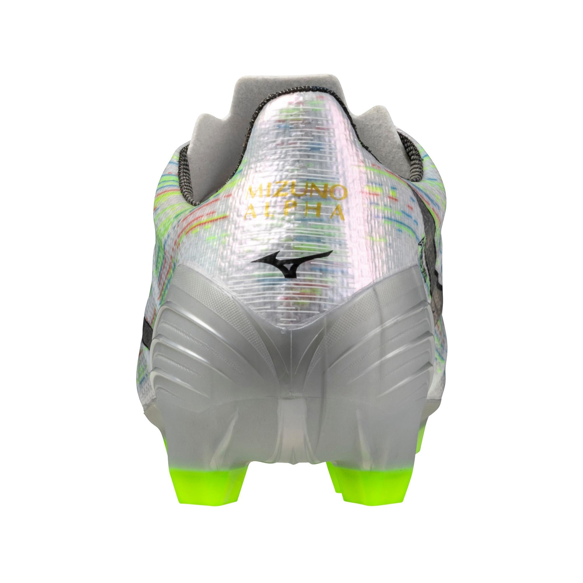 Mizuno Alpha II Pro FG Firm Ground Soccer Cleat, White/Neon Green